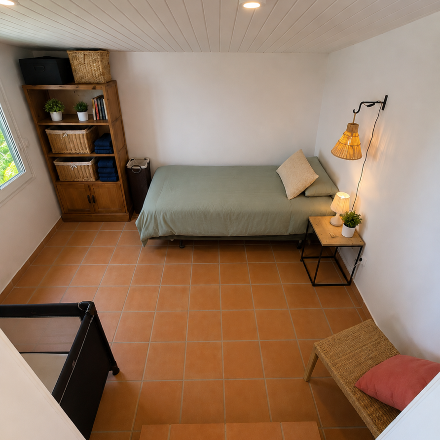 Private waterfront dock at Villa Coralita with views across Oyster Pond toward St. Barths.