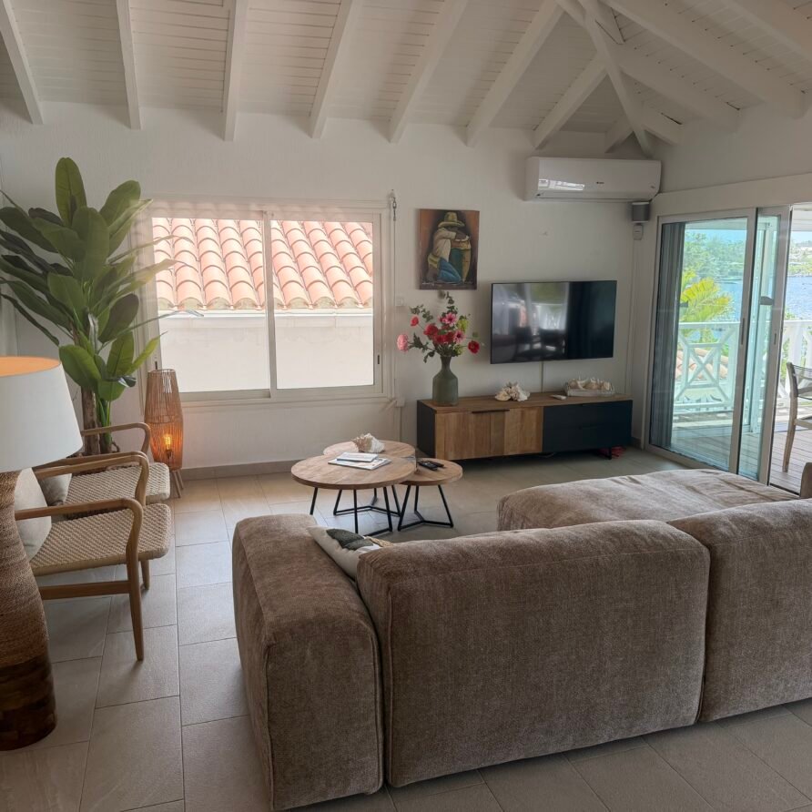 Villa Coralita overlooking the marina and Caribbean Sea in French Oyster Pond, St. Martin.