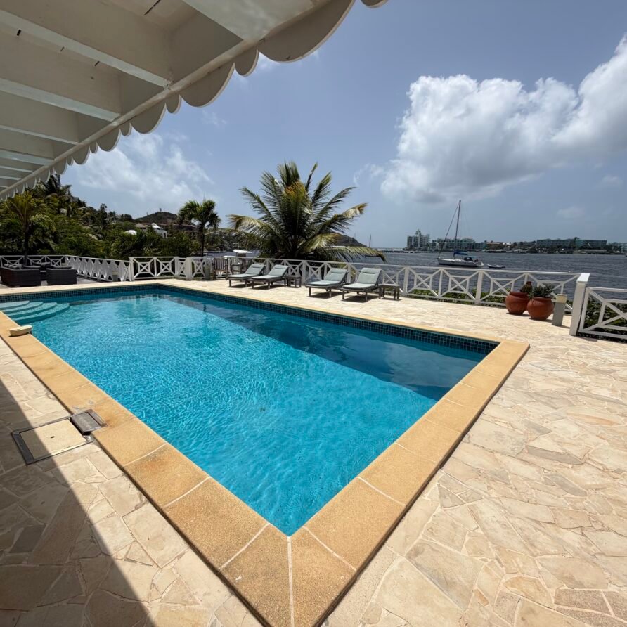 40-foot swimming pool on the lower sundeck overlooking the marina and Caribbean Sea.